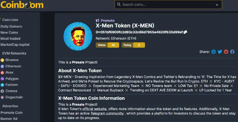 ***🔥*** **Vote for X-MEN on Coinboom!** …