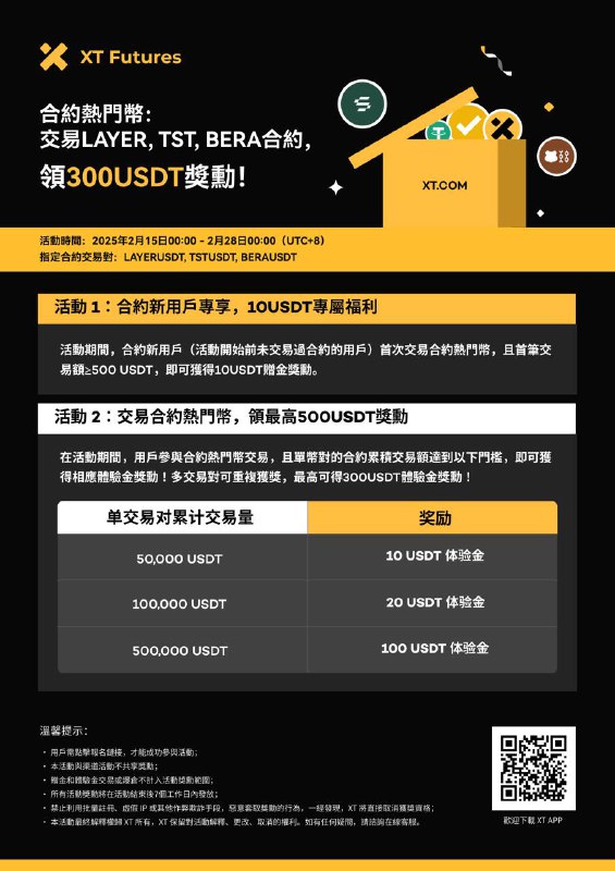 ***🥳*** 合約熱門幣：交易 $LAYER $TST $BERA 合約，領300USDT獎勵！