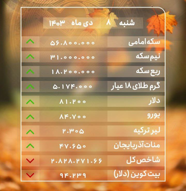 قیمت ارز و طلا ۸ دی …