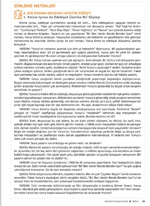 Yedi iklim dinleme okuma metinleri va …