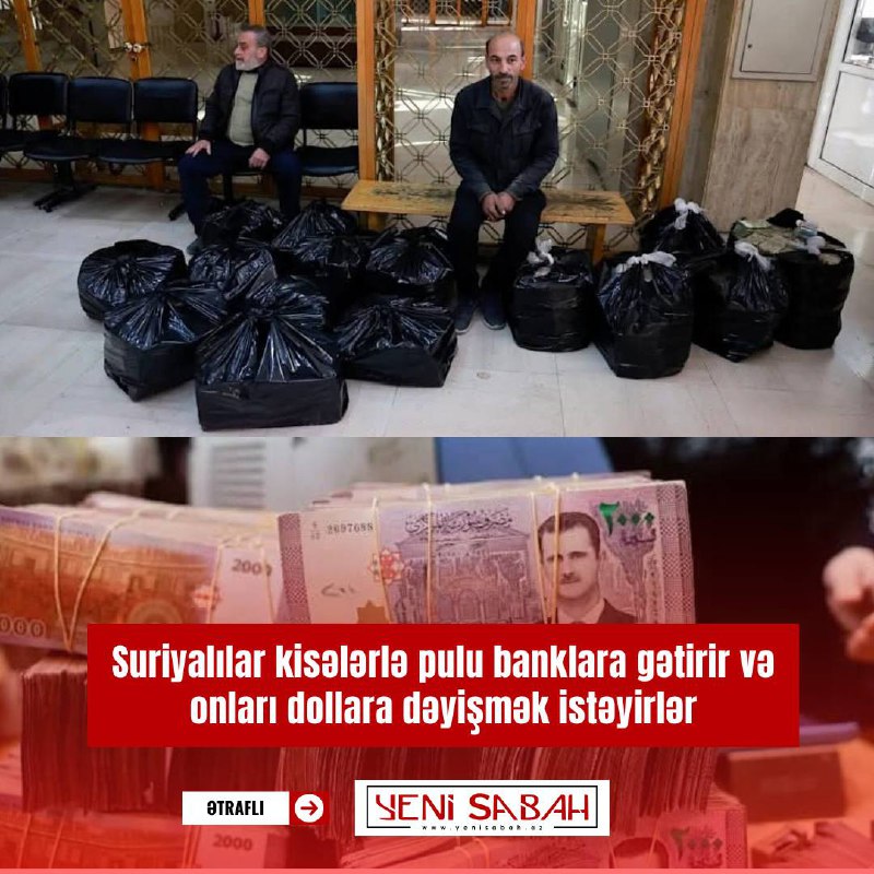 ***💸*** Suriyalılar kisələrlə pulu banklara gətirir …