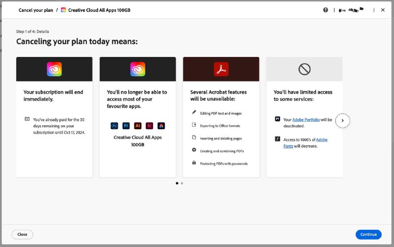 Adobe классно выстроили флоу отмены подписки, …