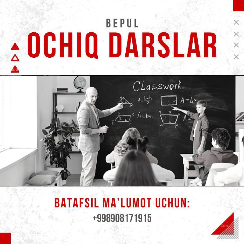 ***✨*****Yorqin taʼlimda BEPUL OCHIQ DARSLAR!