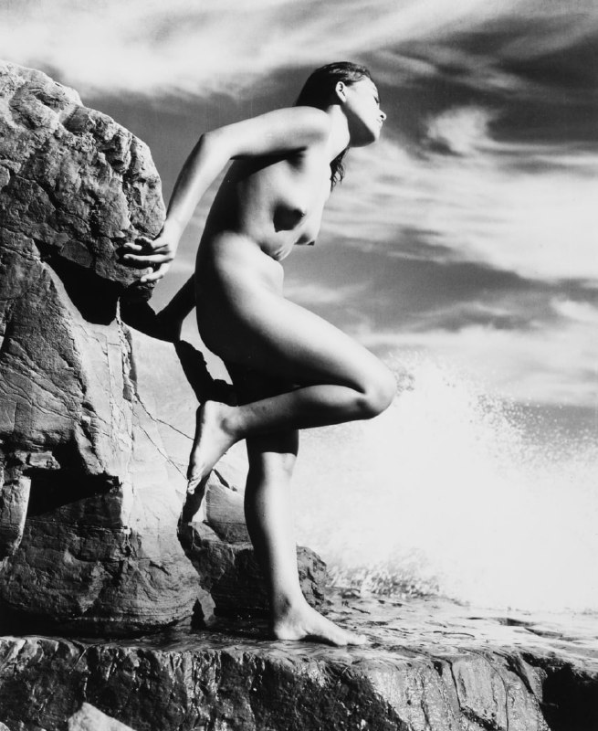 Untitled (Nude Leaning Back on Rock), …