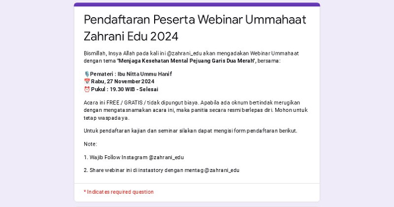 *[#Webinar](?q=%23Webinar) Ummahaat oleh [@zahrani\_edu](https://t.me/zahrani_edu)#*