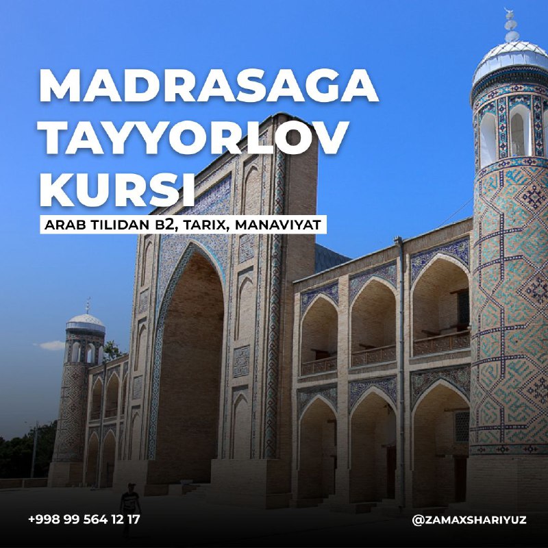 Madrasaga tayyorlov kurslariga qabul boshlandi