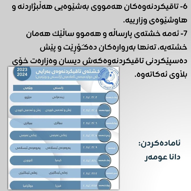 پۆلی 12 زانستی و وێژەیی