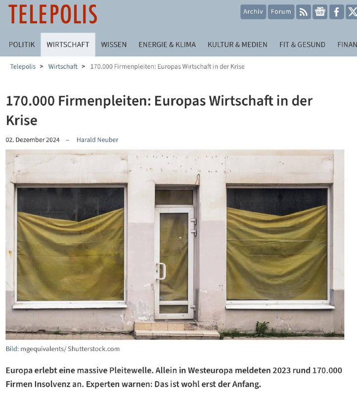 Europa mit 175.000 Insolvenzen im Pleitenstrudel: