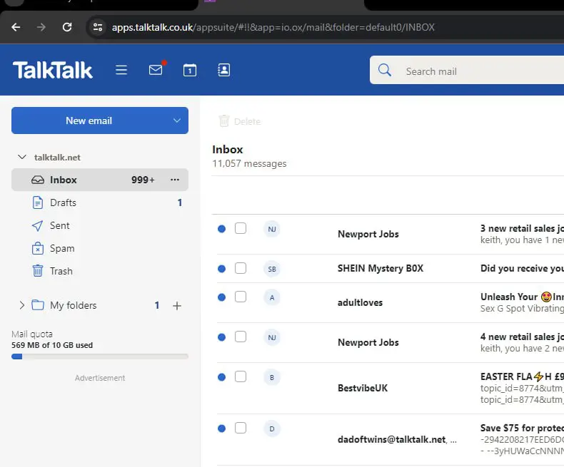 **TalkTalk Webmail Available**