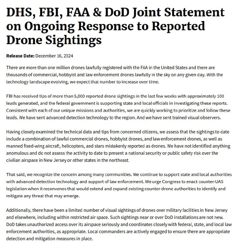 JUST IN - DHS, FBI, FAA …