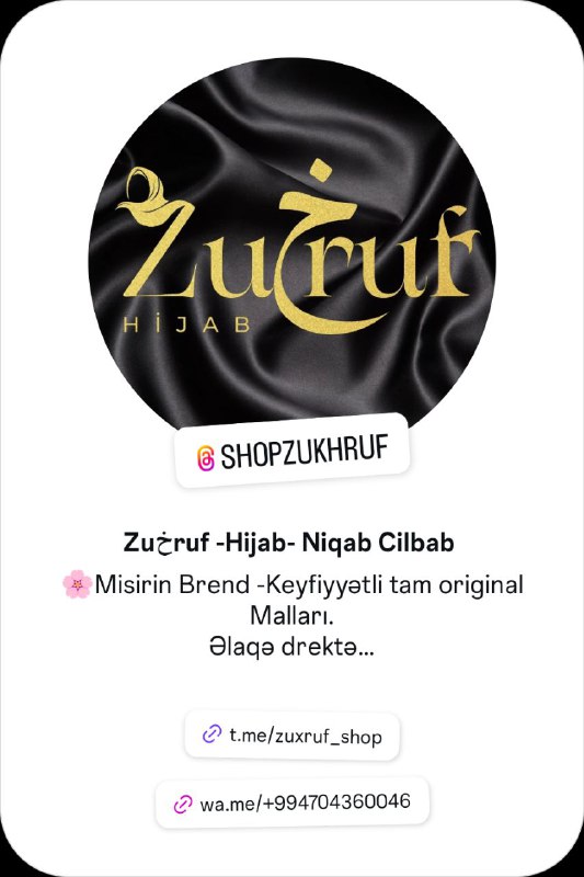 Zuخruf -şəriət geyimləri.🛍