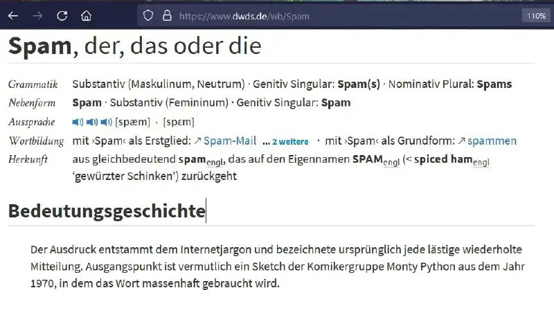 **Wortunsinn**btw. woher kommt das Wort **Spam**?